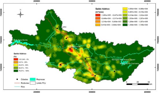 Mapa de avaliação do estresse hídrico das Bacias PCJ