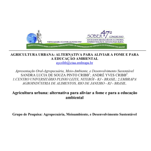Agricultura urbana: alternativa para aliviar a fome e para a educação ambiental